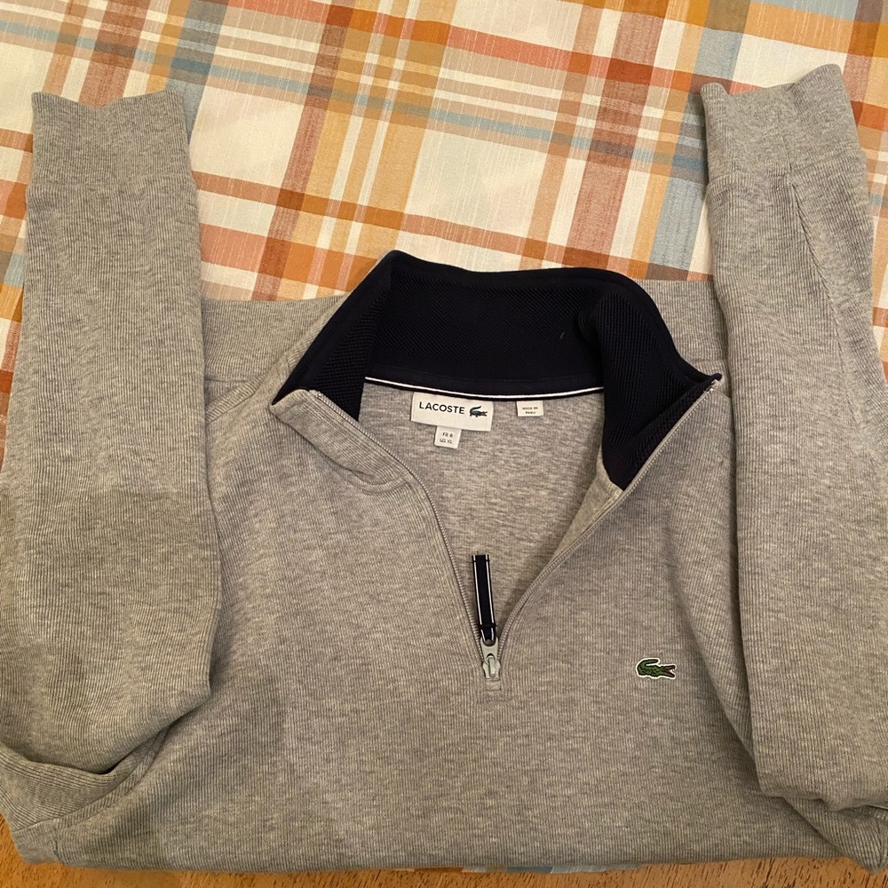 Lacoste 1/4 zip silver sweater